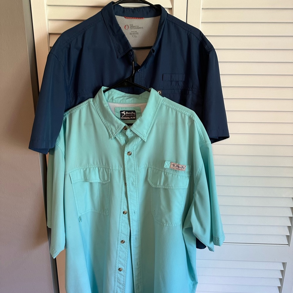 Two men’s “fishing” shirts